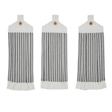 Farmstead Black Ticking Stripe Button Loop Tea Towel Set of 3-Lange General Store