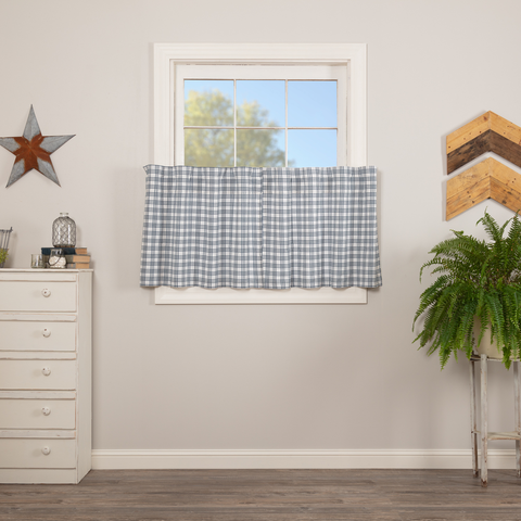 Sawyer Mill Blue Plaid Tier Curtains 24"-Lange General Store