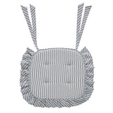 Farmstead Blue Ticking Stripe Ruffled Chair Pad-Lange General Store