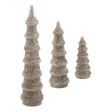 Feathered Finish Hand Turned Wooden Trees Set of 3-Lange General Store