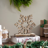 Feathered Finish Wooden Snowflake Natural-Lange General Store