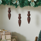Festive Finial Dark Wooden Ornament Set of 3-Lange General Store
