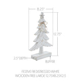 Festive Fir Distressed White Wooden Trees-Lange General Store