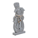 Festive Frosty Distressed Grey Wooden Snowman-Lange General Store