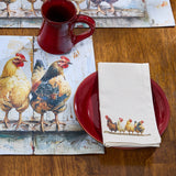 Four Chickens In A Row Cloth Napkins-Lange General Store