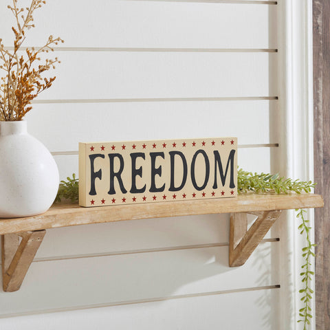Freedom w/Red Stars on Creme Block Sign-Lange General Store