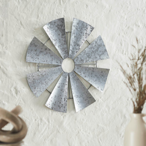 Galvanized Metal Windmill Blades Wall Hanging-Lange General Store