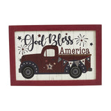 God Bless America Red Truck Bunting & Fireworks Wall Sign-Lange General Store
