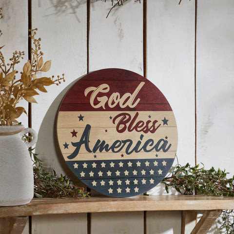 God Bless America Round Wall Hanging-Lange General Store