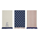 God Bless America Ruffled Tea Towel Set of 3-Lange General Store