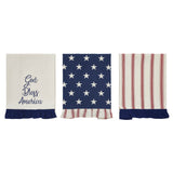 God Bless America Ruffled Tea Towel Set of 3-Lange General Store
