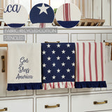 God Bless America Ruffled Tea Towel Set of 3-Lange General Store