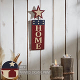 HOME w/Star In Red Outline Wall Hanging-Lange General Store