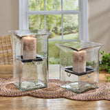 Hammered Glass Large Square Candle Holders-Lange General Store