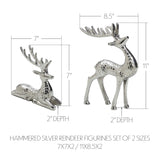Hammered Silver Reindeer Figurines Set of 2-Lange General Store