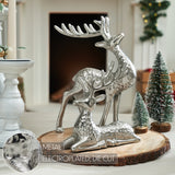 Hammered Silver Reindeer Figurines Set of 2-Lange General Store