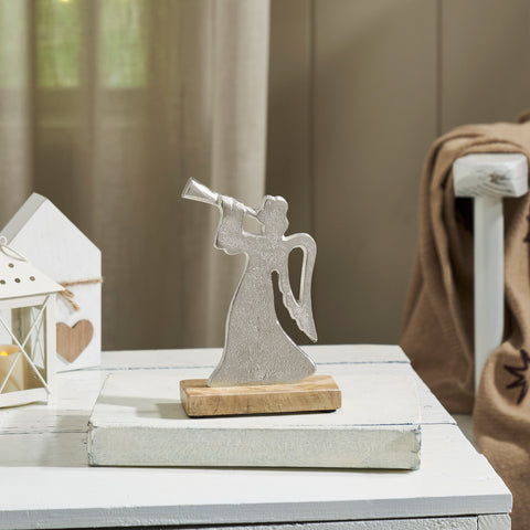 Hark the Herald Metal Angel on Wooden Stand-Lange General Store