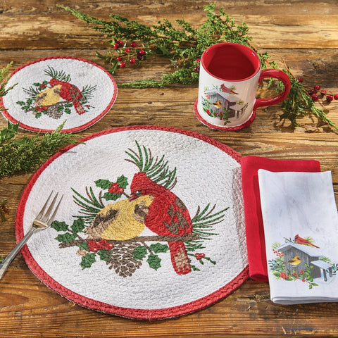 Holiday Cardinal Love Braided Placemats-Lange General Store