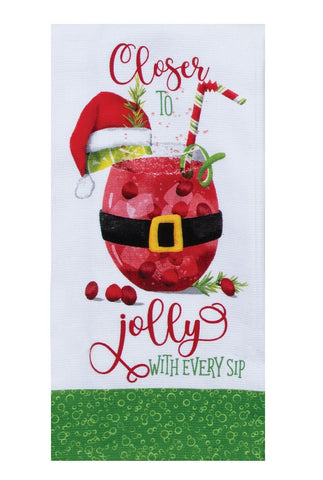 Holiday Cheers Jolly Santa Terry Towel-Lange General Store