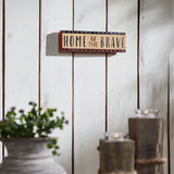 Home Of The Brave w/Red Blue Star Stripes Block Sign-Lange General Store