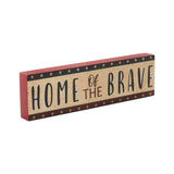 Home Of The Brave w/Red Blue Star Stripes Block Sign-Lange General Store