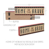 Home Of The Brave w/Red Blue Star Stripes Block Sign-Lange General Store