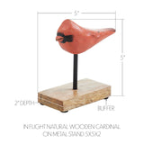 In Flight Natural Wooden Cardinal on Metal Stand-Lange General Store