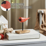In Flight Natural Wooden Cardinal on Metal Stand-Lange General Store