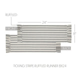 Kayley Ticking Stripe Ruffled Table Runners-Lange General Store