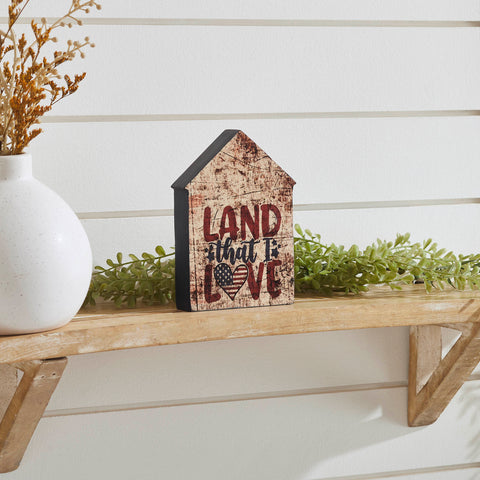 Land That I Love House Shaped Block Sign-Lange General Store