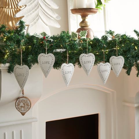 Love Stamp Heart Metal Ornament Set of 6-Lange General Store