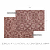 Medallion Burgundy Tan Jacquard Placemat Set of 2-Lange General Store