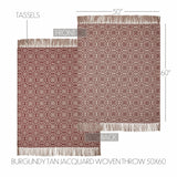 Medallion Burgundy Tan Jacquard Woven Throw-Lange General Store
