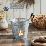 Metal Bucket w/Star Cutout Galvanized-Lange General Store