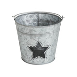 Metal Bucket w/Star Cutout Galvanized-Lange General Store