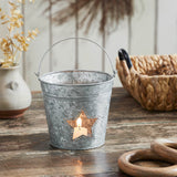 Metal Bucket w/Star Cutout Galvanized-Lange General Store
