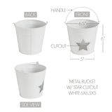 Metal Bucket w/Star Cutout White-Lange General Store