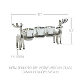 Metal Reindeer Three-Votive Mercury Glass Candle Holder-Lange General Store
