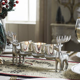Metal Reindeer Three-Votive Mercury Glass Candle Holder-Lange General Store