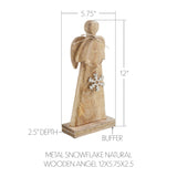 Metal Snowflake Natural Wooden Angel-Lange General Store