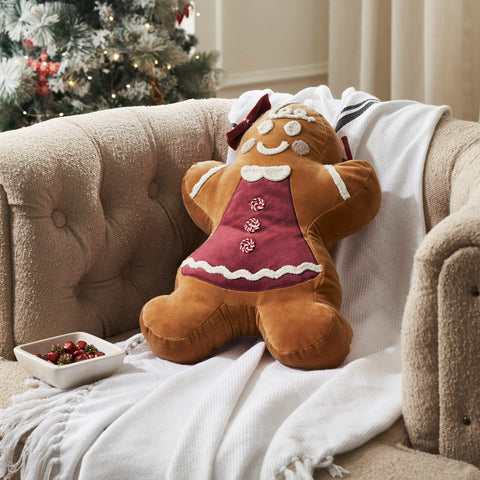 Mrs. Gingerbread Appliqued Pillow-Lange General Store