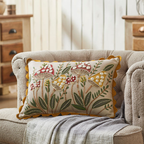Mushroom Puff Embroidered Pillow-Lange General Store