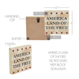 My Country America Land Of The Free w/Red Stars Block Sign-Lange General Store