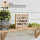 My Country America Land Of The Free w/Red Stars Block Sign-Lange General Store