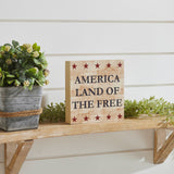 My Country America Land Of The Free w/Red Stars Block Sign-Lange General Store