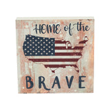 My Country Home Of The Brave American Flag On Map Block Sign-Lange General Store