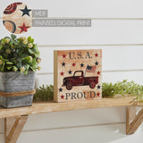 My Country USA Proud Red Truck w/Red &Blue Stars Block Sign-Lange General Store