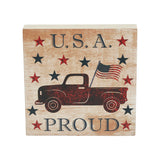 My Country USA Proud Red Truck w/Red &Blue Stars Block Sign-Lange General Store