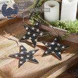 My Country White Stars On Navy Star Ornament Set of 3-Lange General Store
