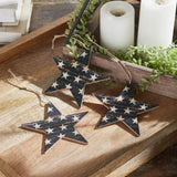 My Country White Stars On Navy Star Ornament Set of 3-Lange General Store